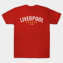 Men Black Print T-shirt Liverpool No-Cut Transfer Paper Print Cotton Tshirt L raudona