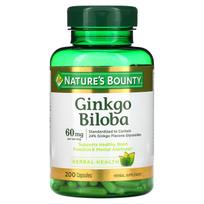 Nature's Bounty, Ginkgo Biloba, 60 mg, 200 capsules (30 mg per capsule)