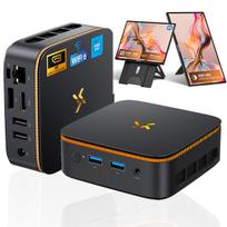 Huidun H50 Mini PC AMD Ryzen 3300U 16GB 512GB SSD Windows 11Pro MINI Kompiuteris HDMI 16+512 Portable Monitors juoda
