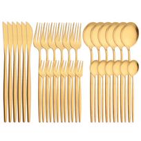 30Pcs Blue Silver Dinnerware Set Dinner Knife Fork Tea Spoon Cutlery Set Stainless Steel Tableware Western Home Kitchen Flatware auksas