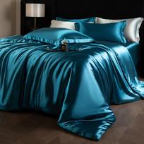 Sunkus 30 Momme šilko šilkmedžio antklodės užvalkalas ir pagalvių užvalkalų komplektas su ledo šilko Tencel patalyne 150x200cm [Single Duvet Cover]