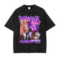Mitaka Asa Tshirt Vintage Washed Anime CChainsaw MMan T Shirts Oversized Retro Reze Makima Power Shorts Sleeve Tshirt Cotton S