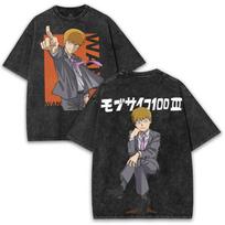 Mob Psycho  Reigen Arataka Printed Tee Men Women Retro Washed Tshirts Cotton T Shirt Short Sleeve Clothing Harajuku Tshirt S