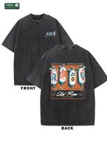 Mens Retro Feng Shui Washed Cotton Tshirt  Doublesided Printing Round Neck Comfortable and Fashionable Casual Wear M