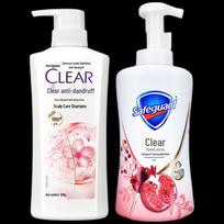 Clear Women's Anti-Dandruff Shampoo & Safeguard Body Wash Bundle