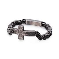 Classic Byzantine Chain Link Bracelet Christian Cross Charm Bracelets for Men Stainless Steel Byzantine Chain Link Bracele 21cm