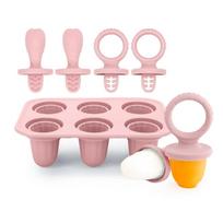 Food Grade Silicone Baby Teething Ice Cream Stick Molds Reusable Non-Toxic DIY Homemade Ice Cream Mold Freezing Function šviesiai rausvos spalvos