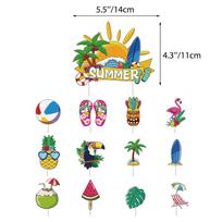 Summer Beach Party Supplies Set Cake Toppers Balloons Hawaiian Themed Decor 13Pcs Cake Flag