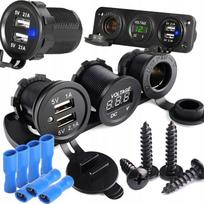 Gniazdo Zapalniczki 12V Woltomierz Samochodowy Panel Auto 2X Usb 5V 2.1A