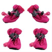 4Pcs Waterproof Pet Dog Shoes Winter Warm Soft Thick Breathable Dog Boots Anti Slip Shoes For Small Dogs Pets (Rose red,S) rožinė raudona spalva