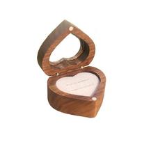 Slots 2 Heart Rings Holder Transparent Cover Magnetic Cover Walnut Wood Rings Box Storage Packaging Rings Bearer Box Propose
