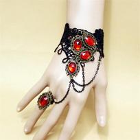 b131 2026 New Model Gothic Steampunk Lace Cuff Fingerless Glove Arm Warmer Bracelet Black Halloween Older Sister Accessories