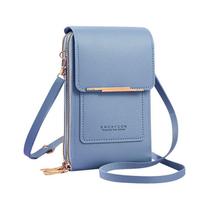 Women Travel Smartphone Handbag RFID Anti Theft Leather Bag Touch Screen Phone Purse Crossbody Bags mėlyna