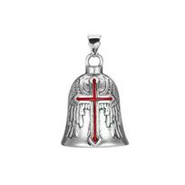3D Design Motorcycle Guardian Bell Punk Style Wing Design Cross Pendant Bell Alloy Retro Biker Good Luck Charm Daily Wear raudona