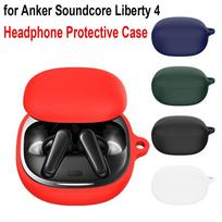 Silicone Headphone Cover Charger Box Shell For Anker Soundcore Liberty 4 Wireless Earbuds Case Shockproof Earphone Protector Black
