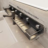 Suction Cup Bathroom Shelves Wall Mounted No-Drill Wall Display Shelf Space-Saving Waterproof Kitchen Floating Shelf Organizer (Grey,40cm) pilka