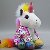 Fun 1Pcs Pretty Rainbow Pony Plush Doll Pendant Creative Cute Sequins Unicorn Keychain Bag Decoration Pendant Kids Birthday Gift