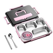 Leakproof Stainless Steel Lunch Box Microwavable Multi-Grid Food Container with Cutlery Food Grade Insulated Lunch Box Picnic