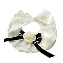 Elegant Design Pearl Pet Collar Princess Style Silk Material Bowtie Necklace Lace Collar Headgear Silk Ribbon Scarf Pet Fashion (White,S) balta