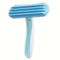 Silicone Pet Grooming Brush with Soft Bristles and a Heart-Shaped Head - A gentle brush for detangling and massaging small pets mėlyna