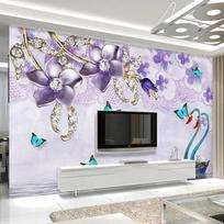 Sienų tapetai 3D Prabangios gulbės gėlės Papuošalai Sienų tapyba Svetainė Tv Sofa Miegamasis Namų dekoras Tapetai 200 cm(W) x 140 cm(H)