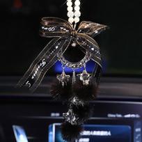 Madingi deimantiniai automobilių aksesuarai „Bling Hairball“ pakabukas, automatinis galinio vaizdo veidrodžio pakabukas, gimtadienio dovanos, automobilio dekoravimo papuošalai juoda