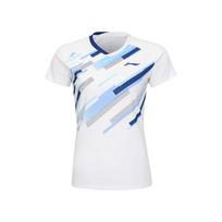Li-Ning Badminton Series Striped V-Neck Quick-Dry Cool Sports Competition Training Short Sleeve T-Shirt Unisex Tops White AAYV034-2 XL