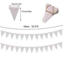 Baltas lino džiuto girliandos vėliavėlės Kalėdų Vestuvių Šventės Dekoravimui 13 White Pieces + Burlap