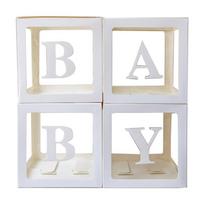 Baby Boxes with Letters for Baby Shower Wedding Birthday Party Decoration 4pcs/set Clear Box Set for Kid Boys Girls Gift