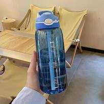 1L Straw Sports Water Bottle Portable Large Capacity with Straw Sports Water Bottle Gym Camping Trip 1000ML mėlyna