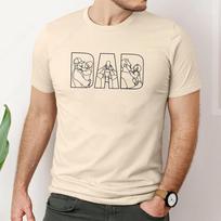 Individualus Tėčio Portretas Iš Nuotraukos Marškinėliai, Personalizuotas Tėčio Nuotraukos Kontūras Smėlio Spalvos T-shirt#31 Unisex T-shirt S