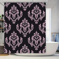 Vintage Damask Shower Curtain Pink Lace Pattern with Floral Design Black Fabric Waterproof Bath Decor for a 128 character AliExp 90x180cm