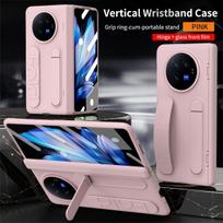 For VIVO X Fold 3 3 Pro Silicone Rotation 180° Folding Wristband*Stand*Hinge 3-in-1 Full Lens Protection Drop-proof Phone Case For VIVO X Fold 3