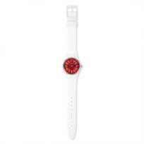 Swatch Quartz Movement 30M Waterproof Watch 34Mm Red Dial Eco-Friendly Bio-Based Material Case Silicone Strap Unisex watches SO28W109 SO28W109