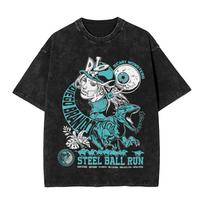 JoJos Bizarre Adventure Diego Brando T Shirts Hip Hop Washed Oversize TShirts Short Sleeve Cotton Tees Top Men Women Clothing S