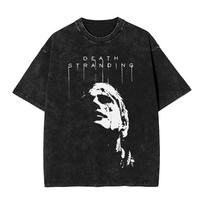 Death Stranding Half Face Graphic T Shirts Washed Cotton Tshirt Hip Hop Harajuku TShirts Short Sleeve Tees Men Women Clothing S