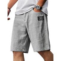 Men's Loose Fit Casual Shorts With Classic Logo Patch For Daily And Beach Wear S pilka