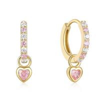 Fashion Colorful Crystal Hoop Earrings Small Gold Plated Stud Earrings Heart Pendant Drop Earrings Girls Jewelry