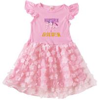 4126 Kids Girls Rumi Zoey Mira Print Slim Fit Flower Applique Dress 100cm rožinė