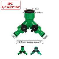 Hose Garden Y Quick Connector 1/2  3/4  Female Thread 2-Way Water Splitter Tap Adapter Joint Irrigation System Kit Accessories