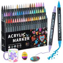 60 color Double Head Waterproof Acrylic marker Pens For Rock Painting Canvas DIY Making posca Doodle Pen art Markers