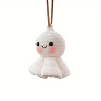 Cute Crochet Sunny Doll Car Hanging Pendant, Plant Fiber Material, Plush Rearview Mirror Decor for Girls balta