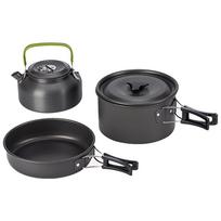 3PCS Camping Cookware Set Pot Pan Kettle Set Outdoor Cookset Cooking Kit 2-3 Person with Mesh Bag Hiking Picnic Travel Equipment
