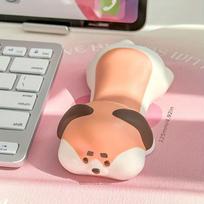 Cute Cartoon Desk Pad with Wrist Support, Ergonomic Mouse Pad & Hand Rest, Stress Relief Office Mat for Women šviesiai pilka spalva