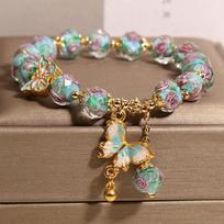 Turquoise and rose marble butterfly bracelet perfect for parties and as a thoughtful gift.Durable and suitable for all seasons mėlyna