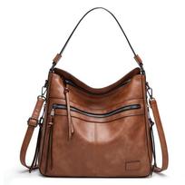 Naujos mados moteriškos rankinės PU odinės rankinės Moterų pečių krepšys Moteriškas skersinis krepšys Vintage Satchel ruda