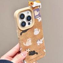Autumn and Winter Leather Three-dimensional Pony Cat Suitable for IPhone16promax Apple 15pro Mobile Phone Case 14/13 Soft Apple 16