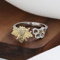 2026 Niche Design Light Luxury Honeycomb Ring Cold Wind Rotating Pressure Ring Resizable