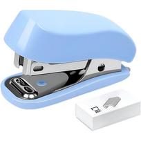 Small stapler with staples, cute and compact stapler for the desk, a gift for students or home office school supplies (blue)