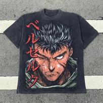 Hot Anime Berserk Guts Print Tshirt Men Women Short Sleeve Clothing Cotton Tshirt Retro Washed T Shirt Harajuku Male Manga Tops S